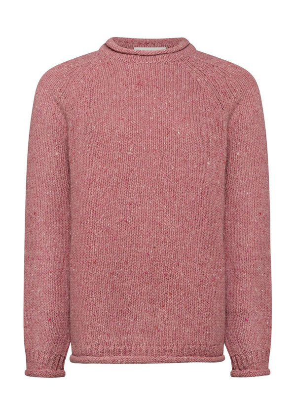 Ladies Roll Neck Fisherman Sweater | Pink
