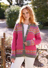 Fair Isle Pure Wool Cardigan | Pink