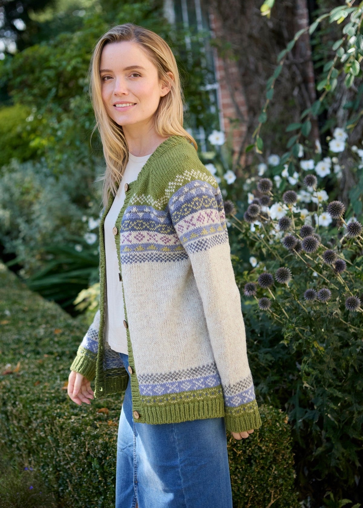 Fair Isle Pure Wool Cardigan | Olive