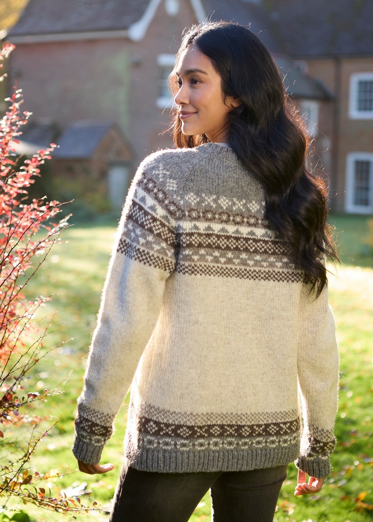 Fairisle Wool Cardigan | Natural Grey