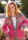 Fair Isle Pure Wool Cardigan | Pink