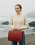 Luxury Irish Leather Satchel Bag - Red