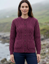 Aran Merino Wool Lumber Cardigan | Raspberry Marl