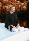 Aran Merino Wool V Poncho | Army Green