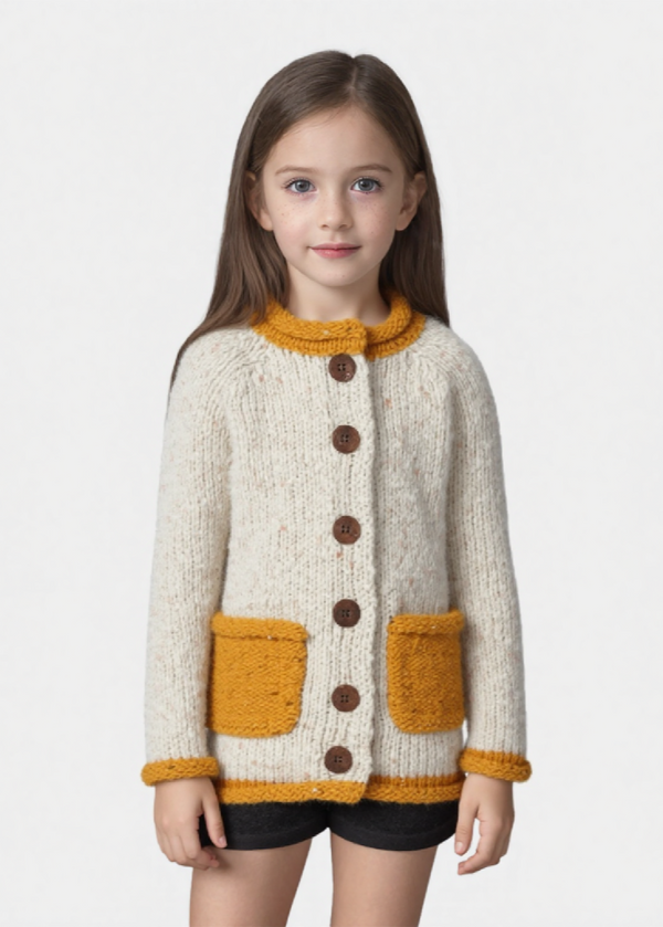 Childrens Roll Neck Cardigan | Donegal Wool