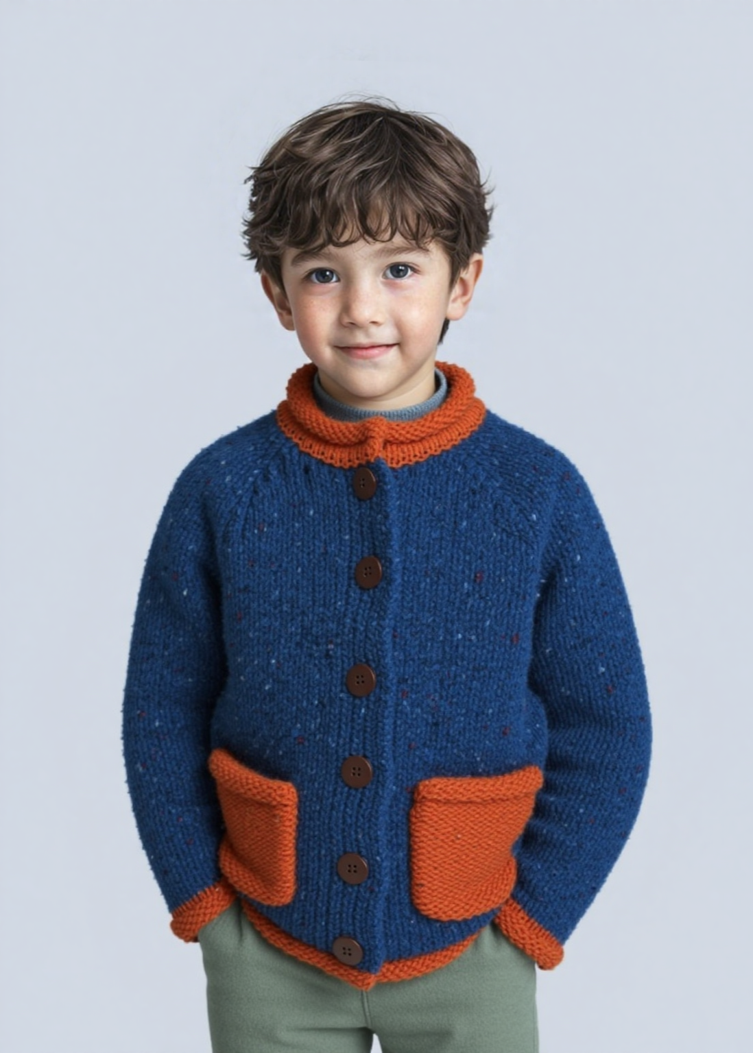 Childrens Roll Neck Cardigan | Donegal Wool