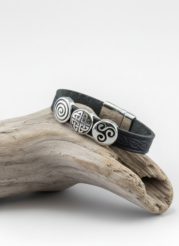 Celtic Leather Aoife Black Cuff Bracelet