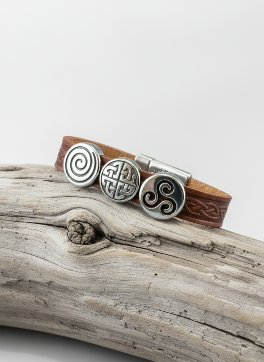 Celtic Leather Brown Aoife Cuff Bracelet