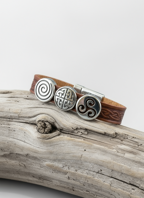Celtic Leather Brown Aoife Cuff Bracelet
