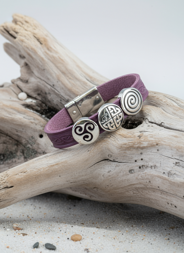 Celtic Leather Purple Aoife Cuff Bracelet