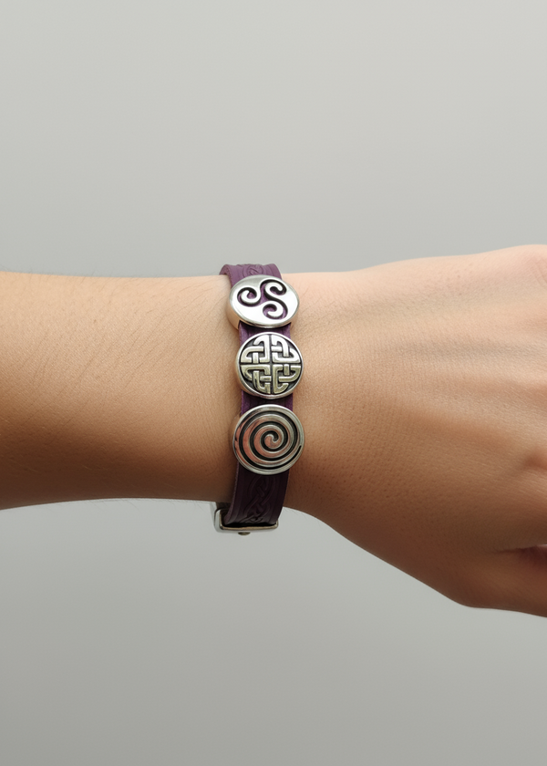Celtic Leather Purple Aoife Cuff Bracelet