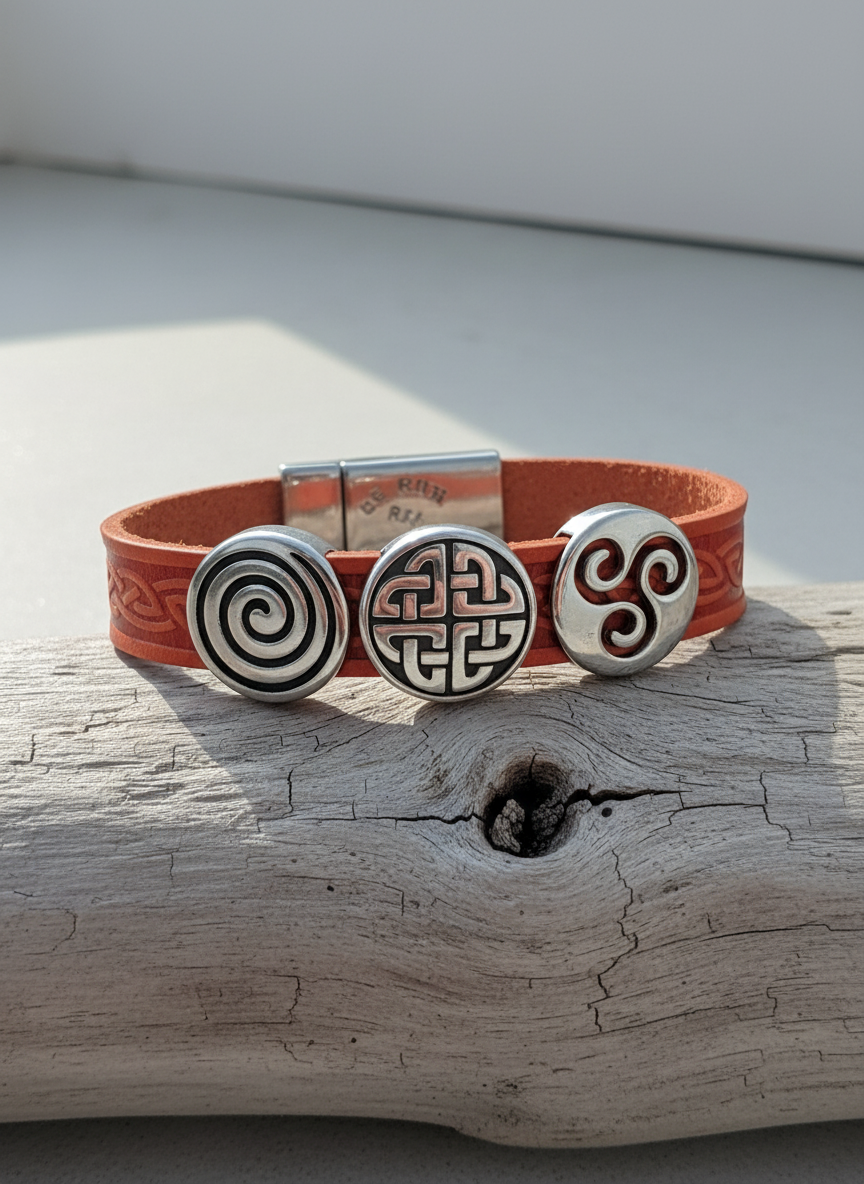 Celtic Leather Red Aoife Cuff Bracelet