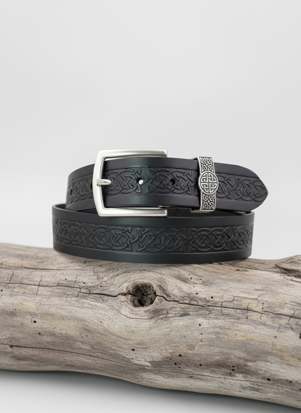 Lee River Leather Celtic Jeans Belt | Black