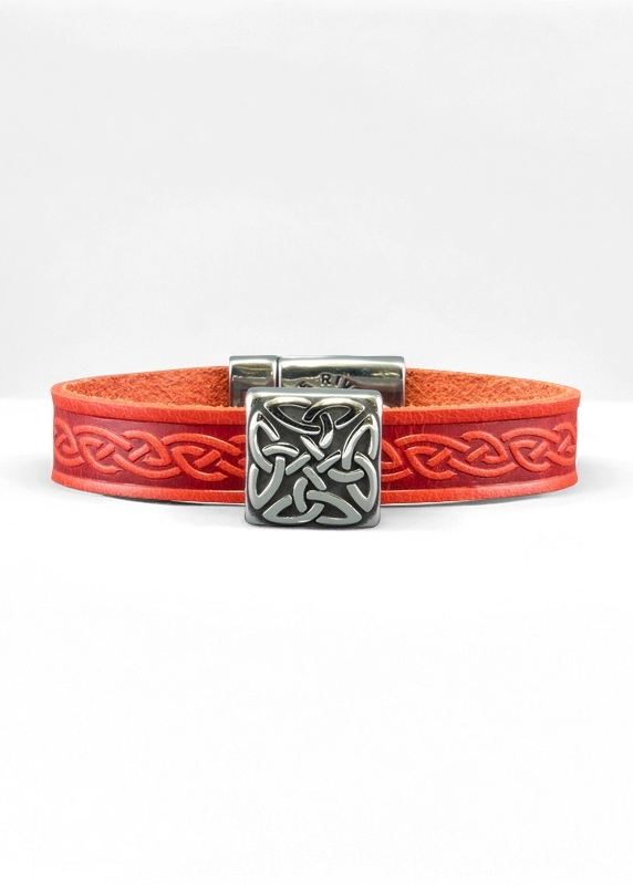 Braden Red Celtic Cuff Leather Bracelet