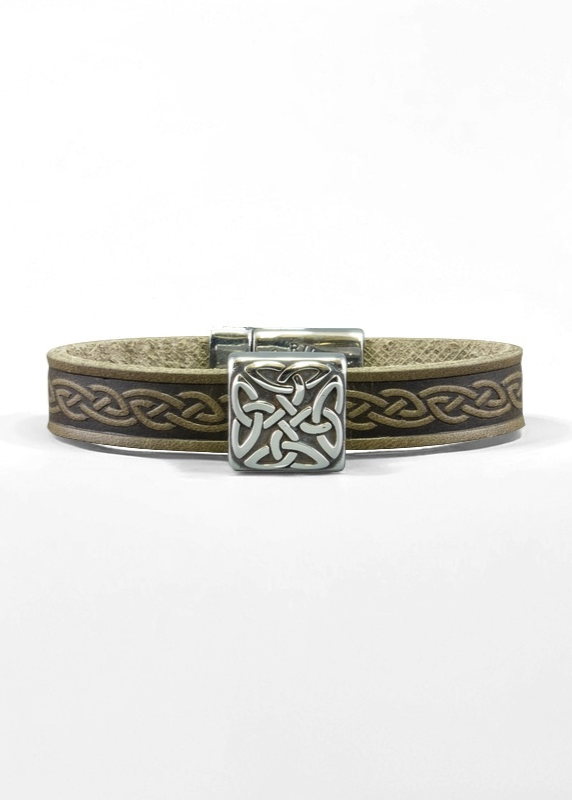 Braden Green Celtic Cuff Leather Bracelet