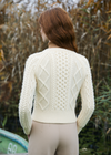 Ladies Cropped Aran Cardigan | Natural