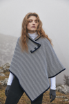 Ladies Herringbone Cape | Navy Grey