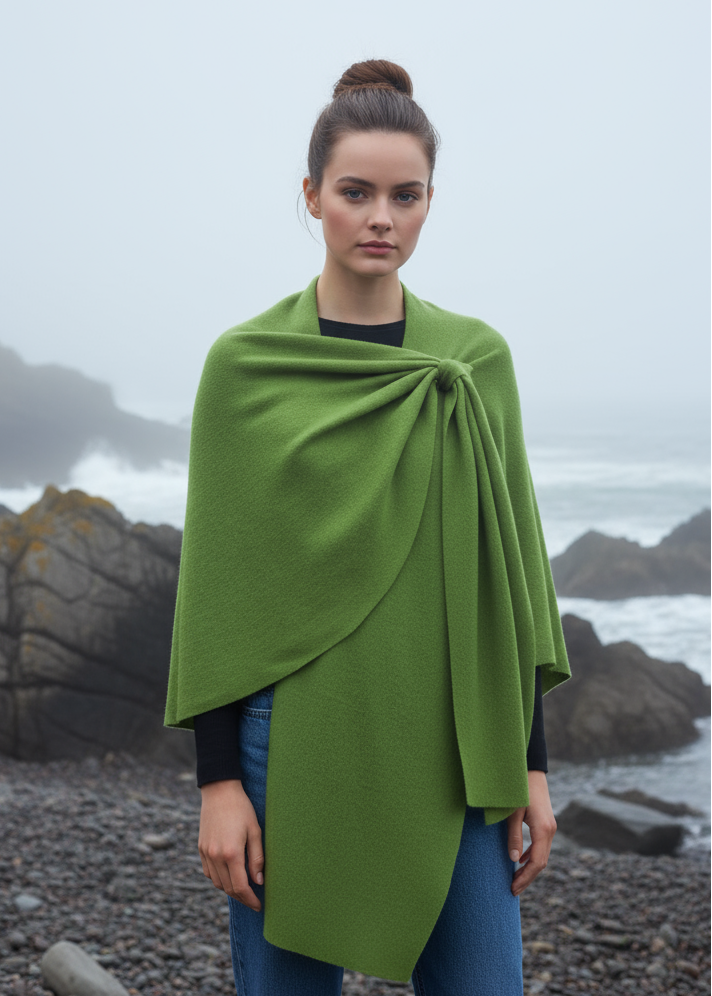 Lambswool Draped Shawl | Green
