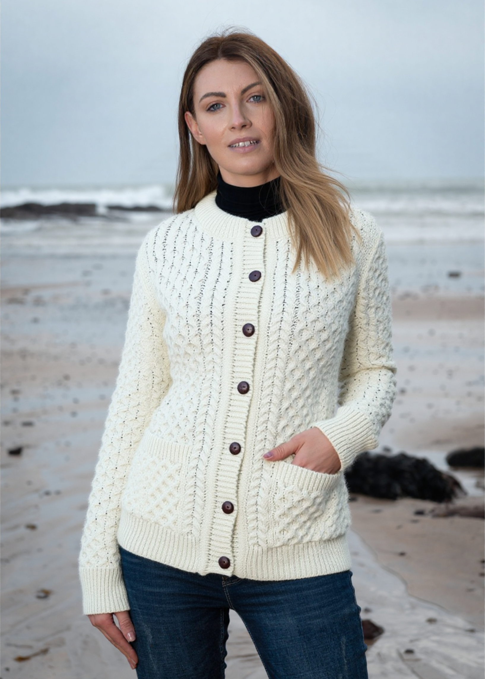 Aran Lumber Cardigan | Natural