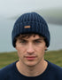 Erin Irish Wool Rib Knit Hat with Fleece Lining | Navy