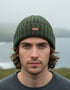 Erin Irish Wool Rib Hat with Fleece Lining | Green
