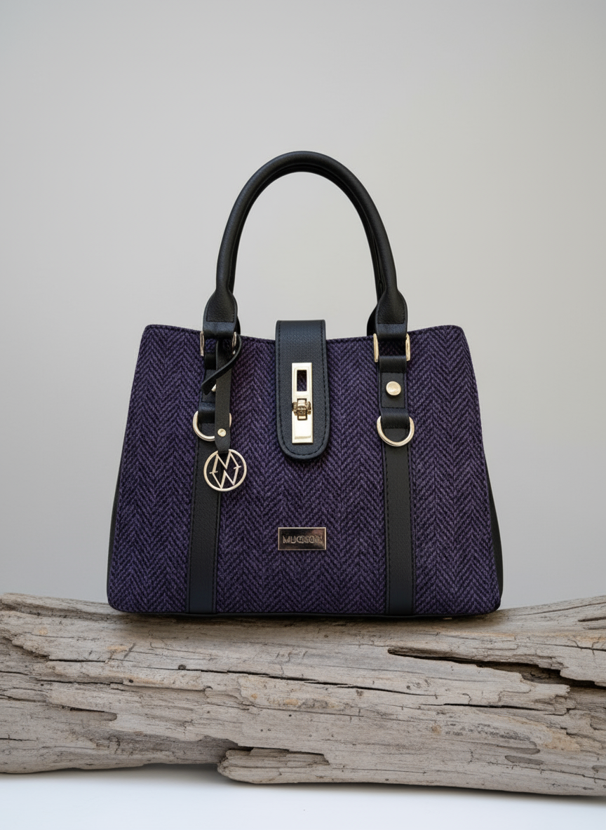 Mucros Jessica Bag | Purple Herringbone
