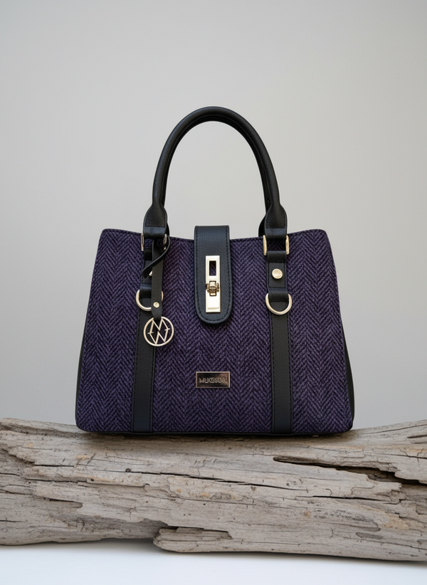 Mucros Jessica Bag | Purple Herringbone