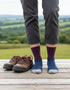 Tricolor 100% Merino Wool Socks | Burgandy