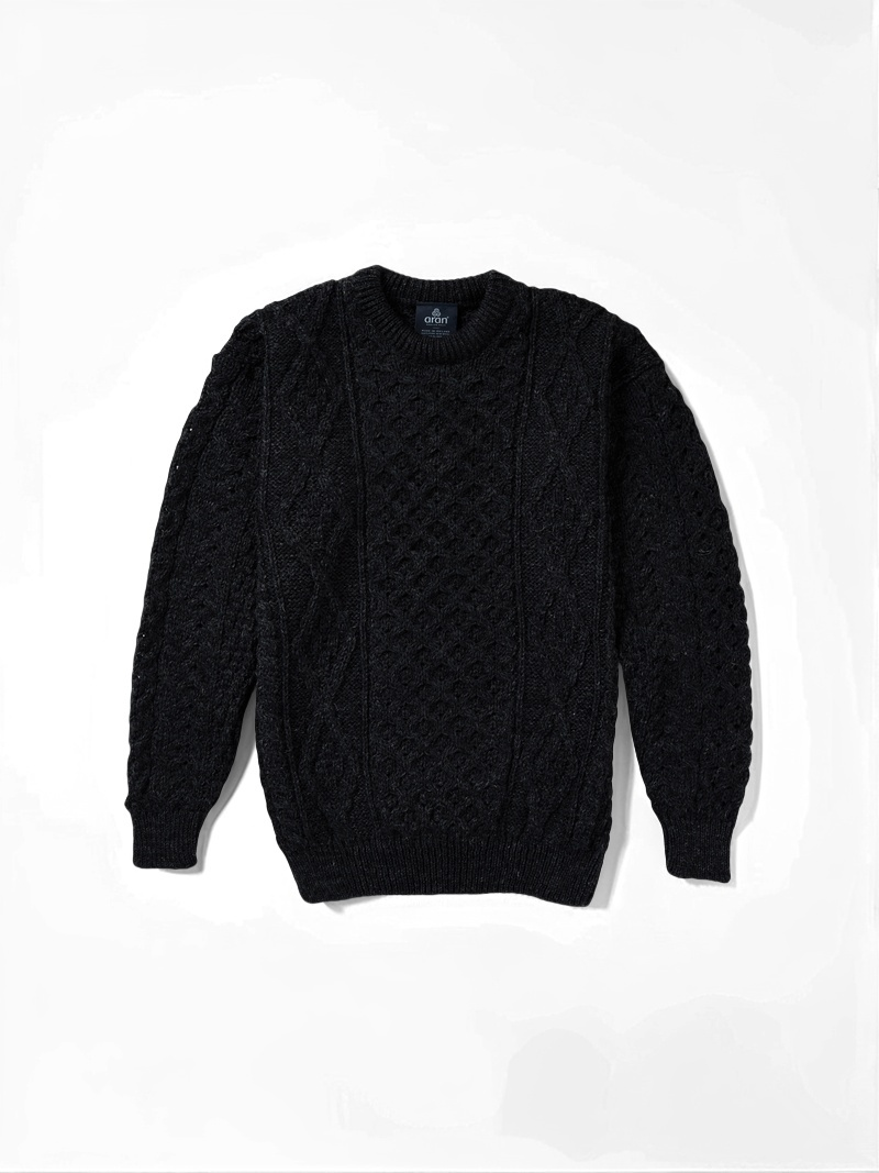 Unisex Aran Wool Sweater | Charcoal - Clearance *XS & S Only*