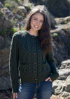 Ladies Aran Cardigan | Army Green