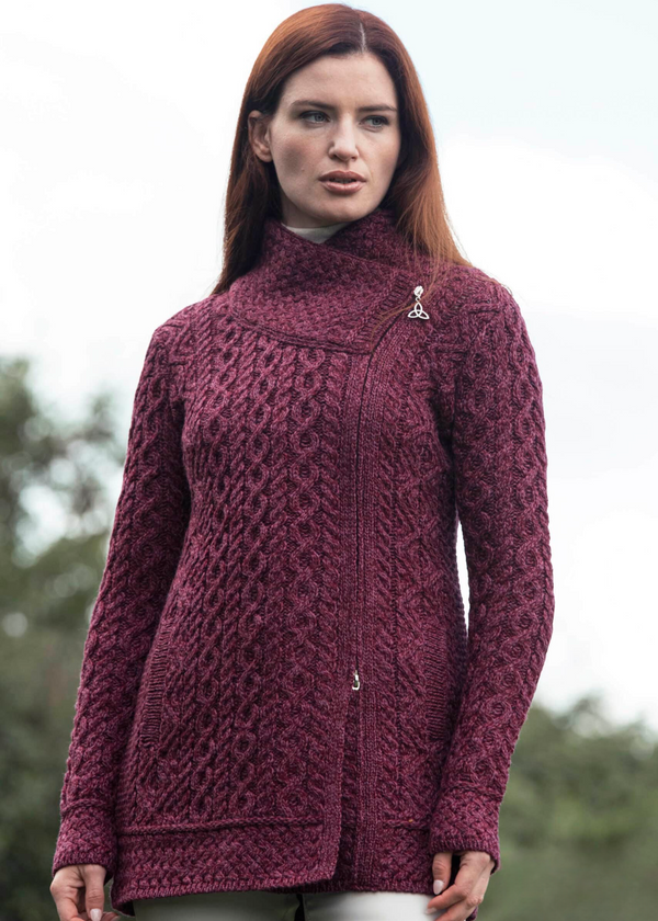 Aran Crafts Athenry Asymmetric Coat | Purple