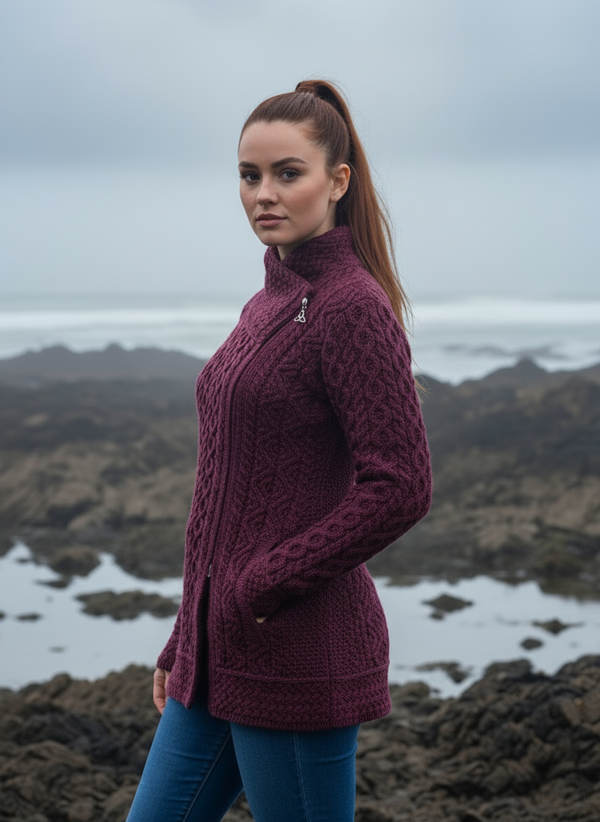 Aran Athenry Asymmetric Coat | Purple