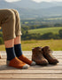 Tricolor 100% Merino Wool Socks | Navy