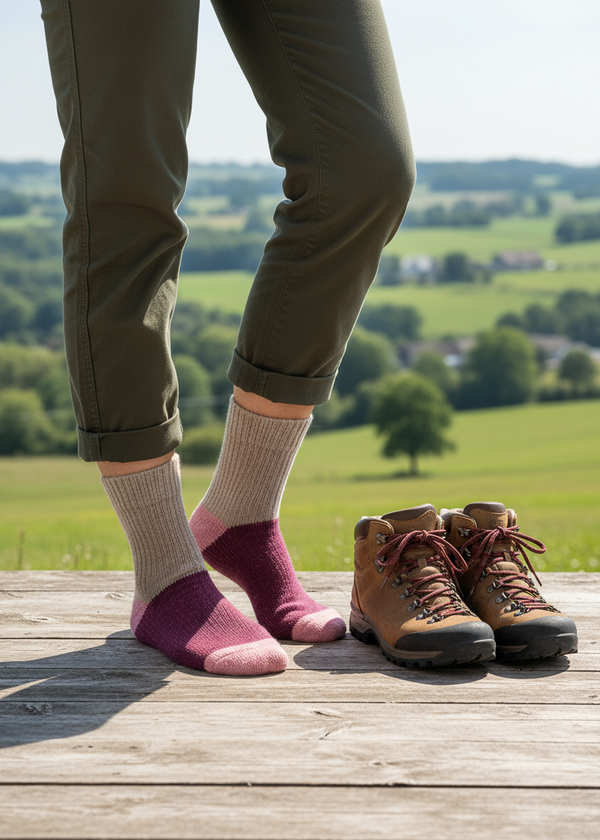 Tricolor 100% Merino Wool Socks | Beige