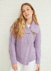 Patchwork Ladies Aran Cardigan | Lavender