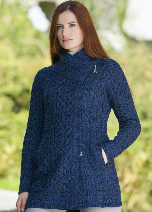 Aran Crafts Athenry Asymmetric Coat | Blue