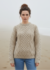 Unisex Aran Wool Sweater | Flecked Oatmeal