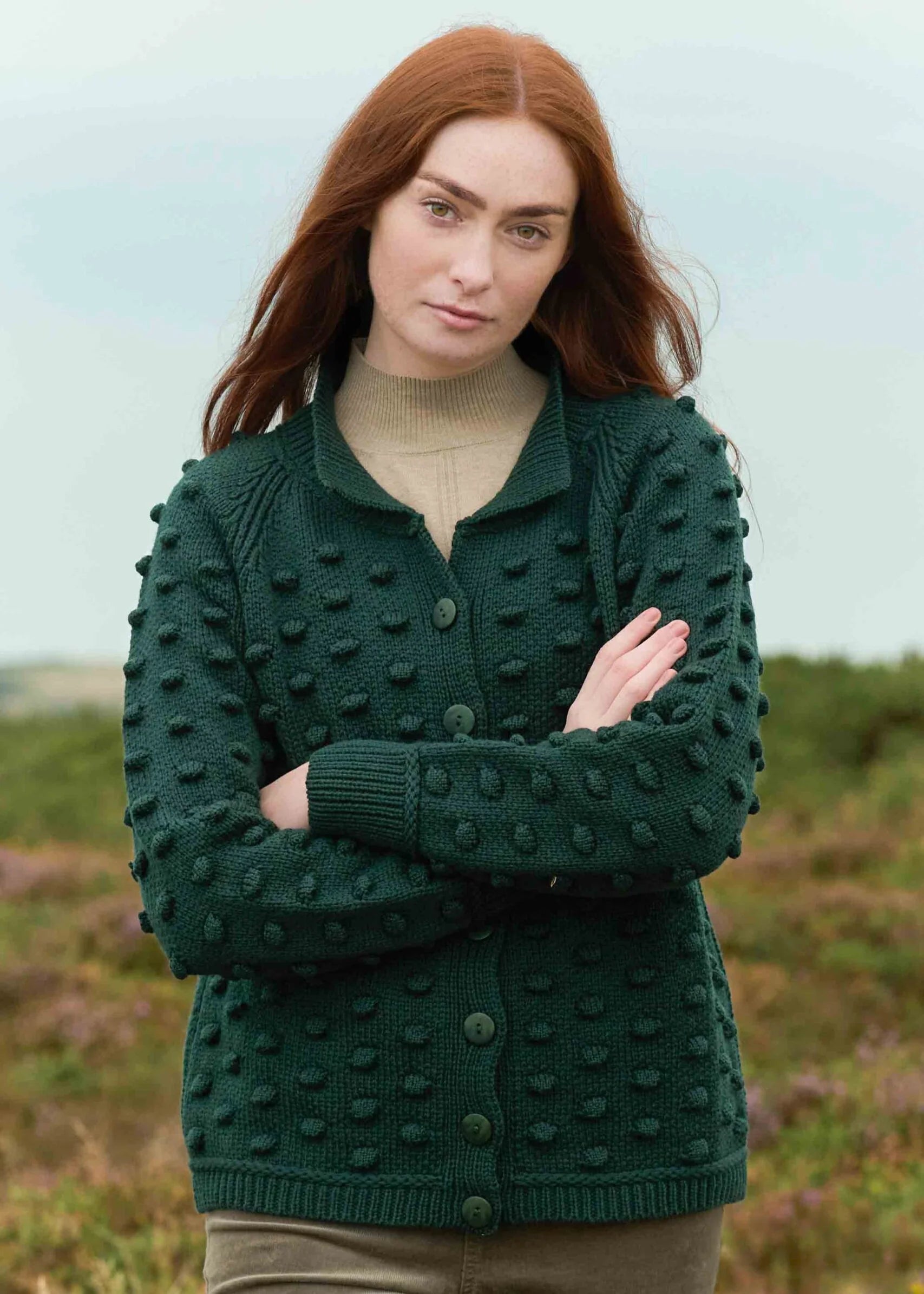 Aran Popcorn Stitch Cardigan