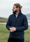 Handknit Men's Aran Cardigan | Blue