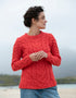 Listowel Ladies Aran Cabled Sweater | Coral