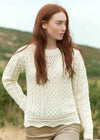 Aran Scallop Lace Stich Sweater | Natural