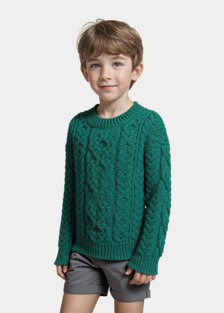 Kids Aran Sweater | Green