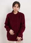 Heavy Weight Aran Fisherman Sweater | Wine