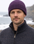 Aran Donegal Fleck Wool Hat - Plum Purple