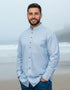 Irish Grandfather Shirt | Blue Cross Hatching
