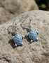 Drop Turtle Earrings With Blue Swarovski® Crystals