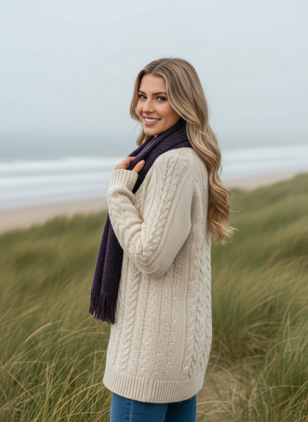 Mucros Islander Scarf| purple Fleck