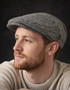 Donegal Tweed Flat Cap | Silver Herringbone | Handcrafted Irish Heritage