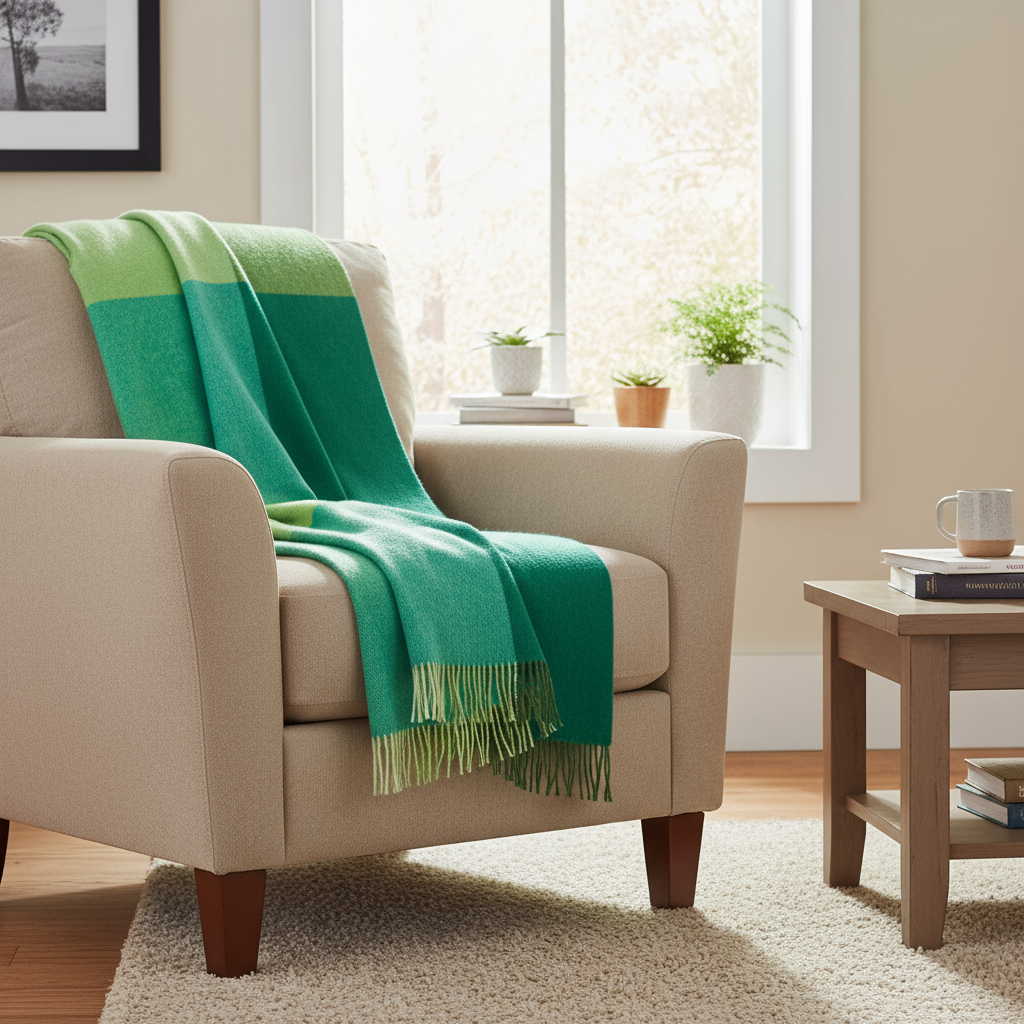 John Hanly Lambswool Throw | Green Block