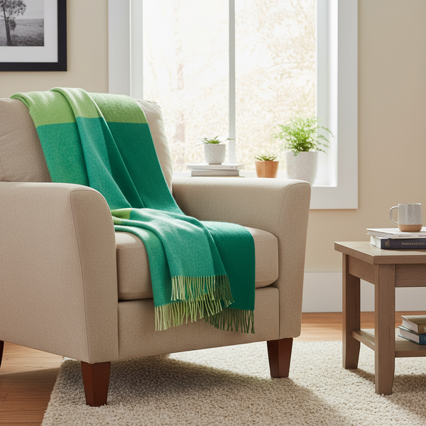 John Hanly Lambswool Throw | Green Block